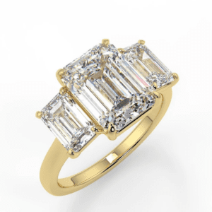 14K yellow Gold, moissanite emerald 3