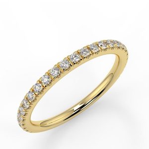 18K platinum gold eternity band with white moissanite embedded stones