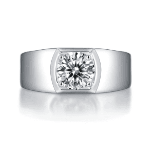 1 carat 18K Gold Moissanite Round Diamond Cut S925 Sterling Silver Ring