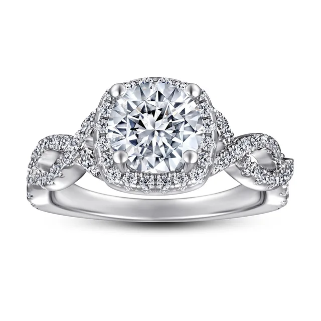 1.2 carat S925 Sterling Silver princess cut cubic zirconia twisted sides ring