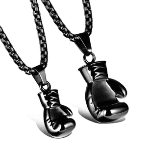 14K Gold Plated mens stainless Steel boxing design necklace