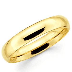 14K Yellow Gold Plain Rhodium Plated Band
