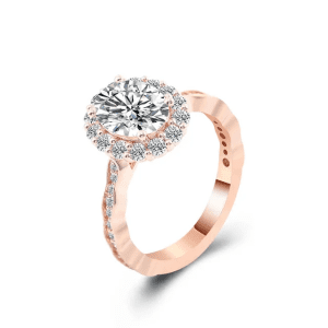 18K Gold 4 Carat D VVS Rose Cut Oval Moissanite Ring