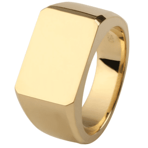 18K Gold Plain Signet Rectangle Ring
