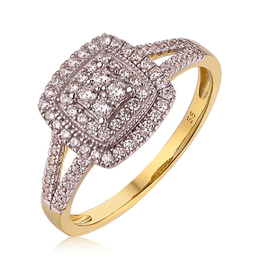 18K yellow gold square cut moissanite solitaire ring
