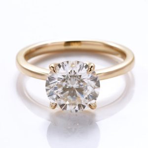 2 carat round ring with lift 18K Gold VVS moissanite stone
