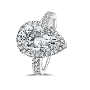3 carat Gemstone pear shaped fine S925 Sterling Silver Ring