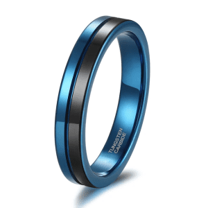 4mm Black Blue high polish groove finish tungsten carbide Steel ring