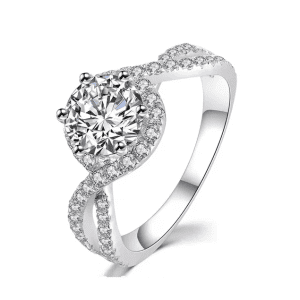 5 Carat Moissanite round ring with twist 18K platinum ring