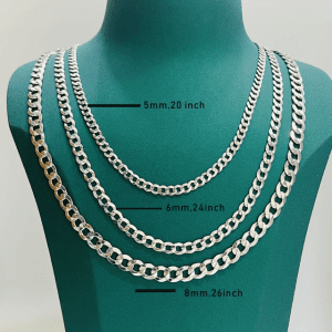 925 Sterling Silver Hip Hop Cuban Link Chain rhodium plating