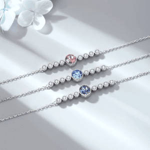 925 Sterling Silver Round crystal bracelet