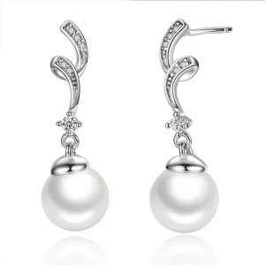 925 Sterling Silver wire pearl earrings