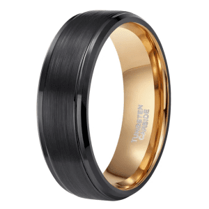 Black Two Tone Tungsten Carbide mens ring
