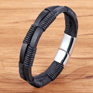 Braided stainless steel mens bangles