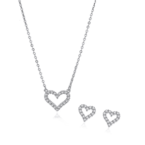 Dainty Hollow out heart two piece jewelery set. S925 Sterling Silver