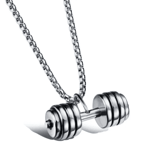 Exclusive Dumbbell barbell gym necklace