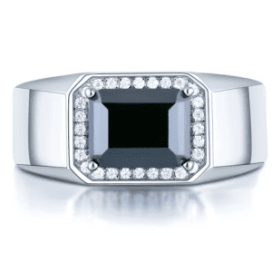 Geometric S925 Sterling Silver Gold Plated square cut 3 carat grey moissanite centre stone ring