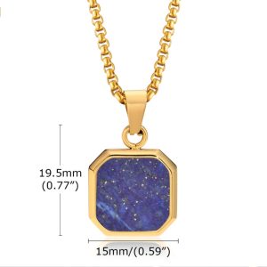 Gold Plated Stainless Steel Lapis Lazuli Enamel Turquoise Necklace