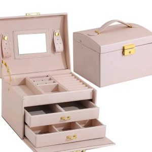Leather travel compartmentalised jewellery box