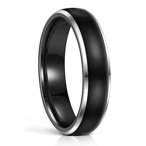 Mens Black Polish Tungsten Carbide Ring