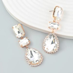 Metal Glass Geometric Earrings transparent