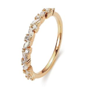 Micro Pave 18K Gold eternity band with 0.7 carat VVS white moissanite stones