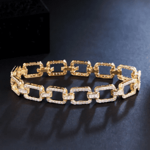Micro Pave Cubic Zirconia Link Chain Bracelet