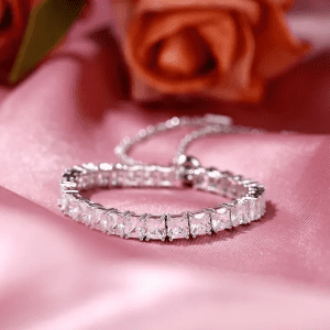 Princess Cut 925 Sterling Silver adjustable tennis bracelet