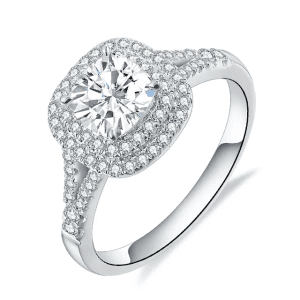 S925 Silver 3 Carat D Colour Princess Cut with Halo Moissanite Ring
