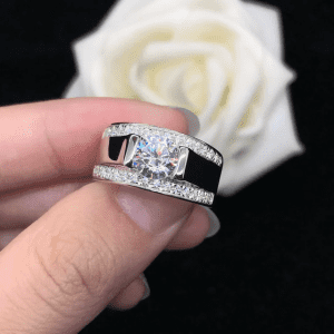 S925 Sterling Silver Rhodium Plated 2 Carat D Color VVS Moissanite Ring