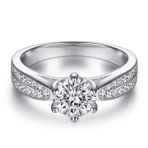 S925 Sterling Silver brilliant cut 1 carat cubic zirconia round ring