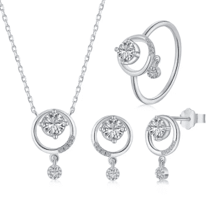 S925 Sterling Silver circle design four piece jewellery set