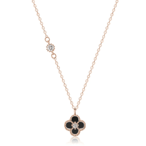 S925 Sterling Silver cubic zirconia shell clover necklace