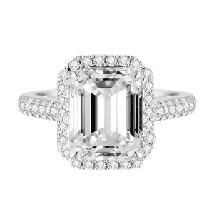 S925 Sterling Silver cushion cut with halo geometric shape ring