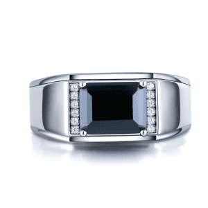 S925 Sterling Silver gold plated square cut 3 carat size cut grey moissanite ring