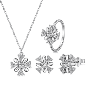 S925 Sterling Silver jewellery three piece pendant flower design