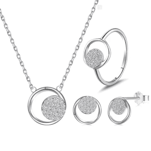 Three piece necklace set S925 Sterling Silver Round design