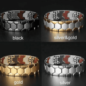 Titanium Steel magnet therapy adjustable hexagon bracelet with regulator