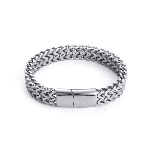 Titanium stainless Steel double row chain magnetic clasp wristband