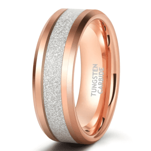 Tungsten Carbide Two Tone silver and rose gold mens ring